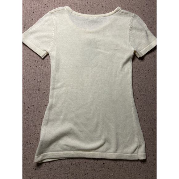 Cache Cashmere Blend Short Sleeve Sweater Dog Rhinestone Dachshund Medium - Picture 8 of 8